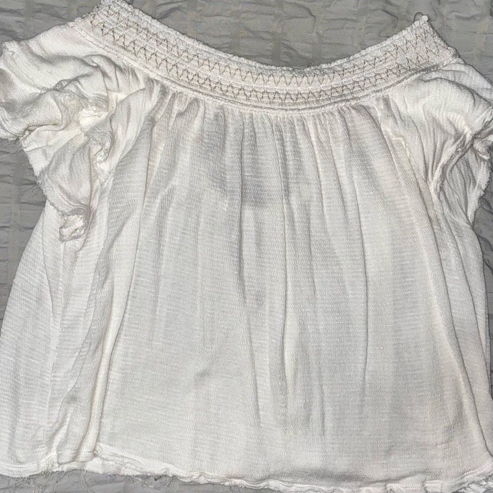 Distressed Off the Shoulder Top